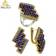 Gümüş Otantik Taşlı Set